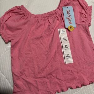 Cat & Jack Pink Puff Sleeve Toddler Top